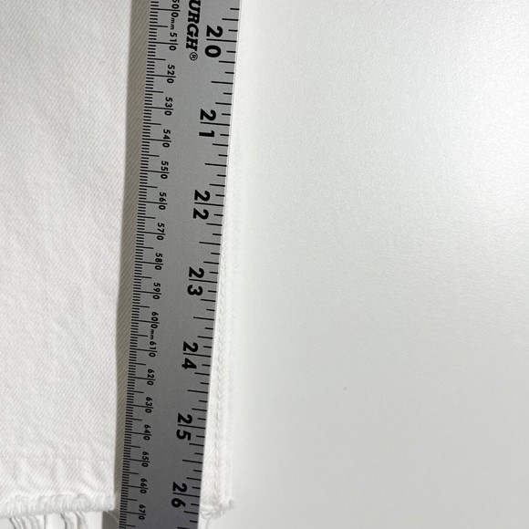 GRLFRND Karolina High Rise Straight Crop Jeans‎ White Frayed Hem Denim Sz 26 NEW - Picture 8 of 12